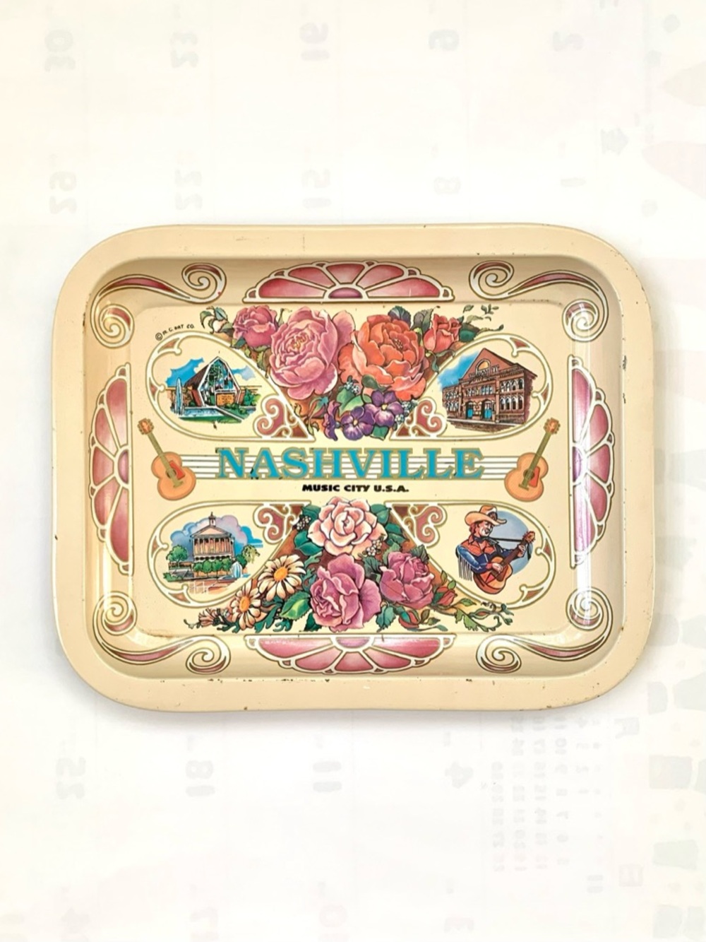 vintage Nashville Music City USA souvenir metal tray